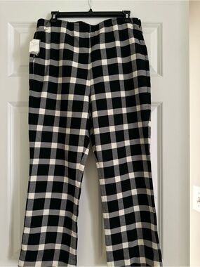 GAP Black and White Wide-Leg Plaid Pants